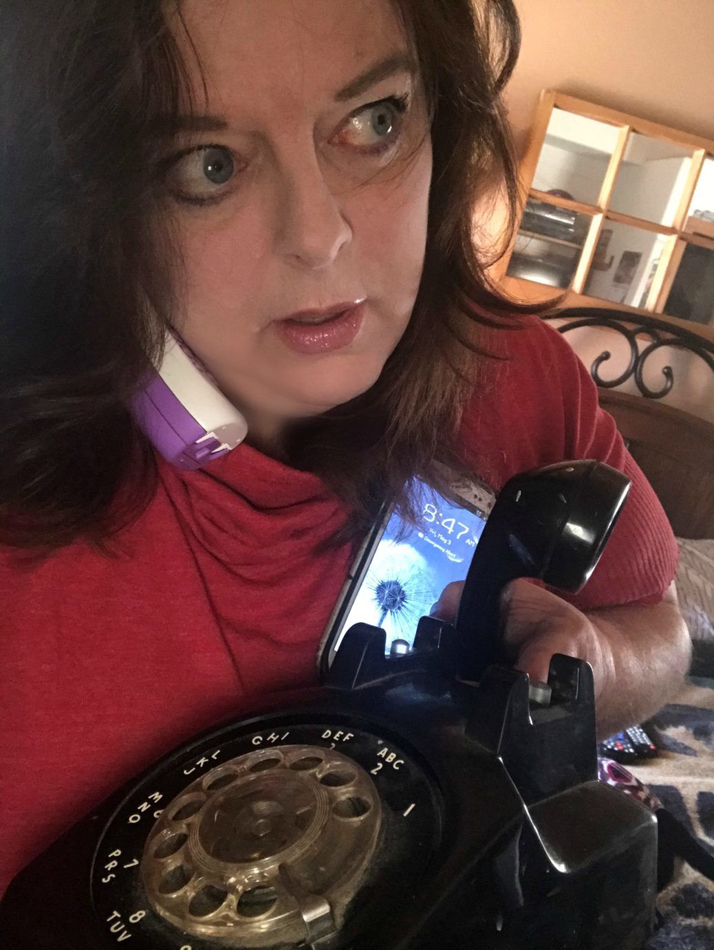 Lorie Palmer using various phones